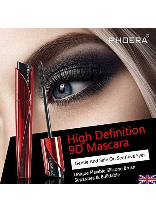Phoera Lash Volume Mascara Waterproof, smudge proof Long Lasting Fiber Lash Black Mascara, 9D Curling Eye Makeup Intense Lengthen & Volumize False Eyelashes | Cruelty Free - Image 3
